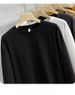 Long Sleeve T-Shirt Loose Top Solid Color Japanese Style Round Neck Base Shirt Men's Plus Size Tuxedo Full Cotton_viptrois.com