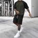 "Men's Summer Casual Short Sleeve T-Shirt & Cargo Shorts 2-Piece Set - Breathable Polyester Blend, Streetwear Style S-XXXL (Yellow Caramel, Gray)"_viptrois.com