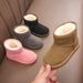 Children's snow boots for boys and girls 2023 Winter new slip-on short boots suede cotton-padded shoes fleece-lined warm shoes for middle and big chil_viptrois.com