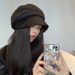 Autumn Hat For Women, Fisherman Large Head Circumference, Beret, Winter Plain Face-Slimming Octagonal Slouchy Hat, Black_viptrois.com