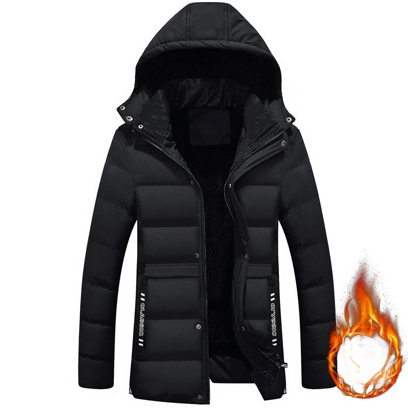 Winter New Velvet Thickened Medium And Long Feather Cotton-padded Clothes Korean Version Of Casual Hooded Trendy Men's Cotton-padded Jackets_viptrois.com