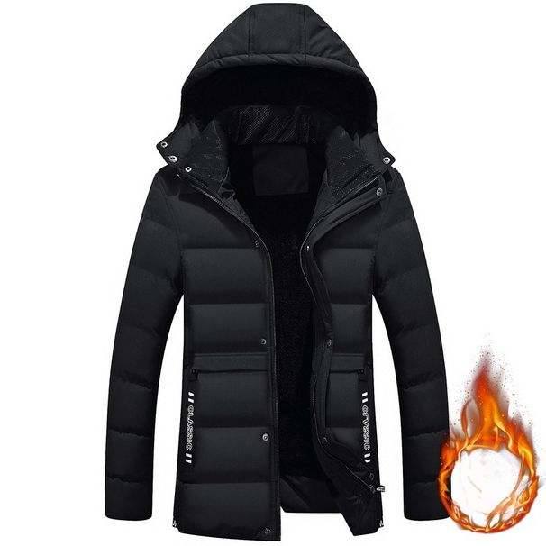 Winter New Velvet Thickened Medium And Long Feather Cotton-padded Clothes Korean Version Of Casual Hooded Trendy Men's Cotton-padded Jackets_viptrois.com