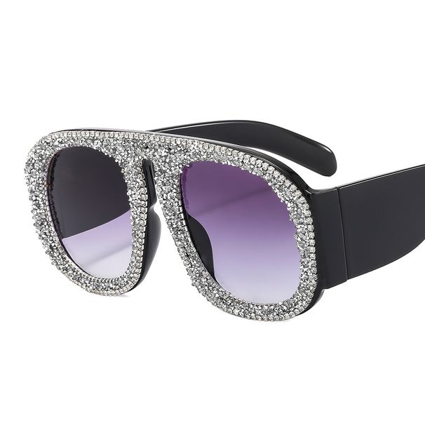 Cross Border Ins Fashion Large Frame Sunglasses For Women Luxury Diamond Studded Trend Catwalk Personality Party Sunglasses Handmade_viptrois.com