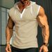 24 Cross-border European And American Vest Training Sleeveless Vest Heavy Summer Sports Fitness Hooded Men's Vest_viptrois.com