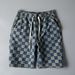 Men's Clothing Washed Denim Shorts Youth Trendy Mid Length Pants Loose Beach Plaid Shorts Men_viptrois.com