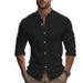 Men's Clothing Long Sleeve Stand Collar Large Size Slim Casual Cotton Shirt_viptrois.com