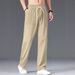 "Men's Casual Linen-Blend Pants - Straight Leg, Relaxed Fit, Breathable & Lightweight For Everyday Wear (S-XXXL, 8 Colors) |_viptrois.com