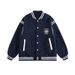 Vintage College Embroidered Badge Baseball Jacket - Unisex Casual Outerwear For Spring & Autumn (Navy, Grey)_viptrois.com