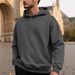 Men's Loose Fit Jacquard Hooded Sweatshirt - Solid Color Long Sleeve Pullover For Casual Wear_viptrois.com
