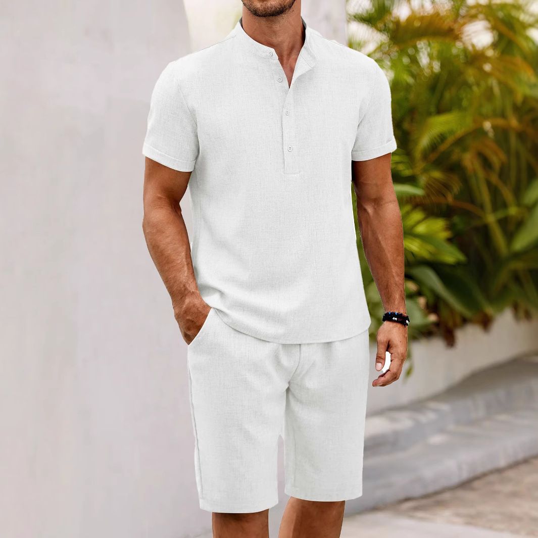 Men's Clothing Spring And Summer New Men's Casual Shirt Tops Shorts Sports Suit_viptrois.com