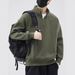 Men's Half Zip Loose Fit Pullover Hoodie, Trendy Stand Collar Sweatshirt For Spring & Autumn, Soft & Breathable Polyester Blend_viptrois.com