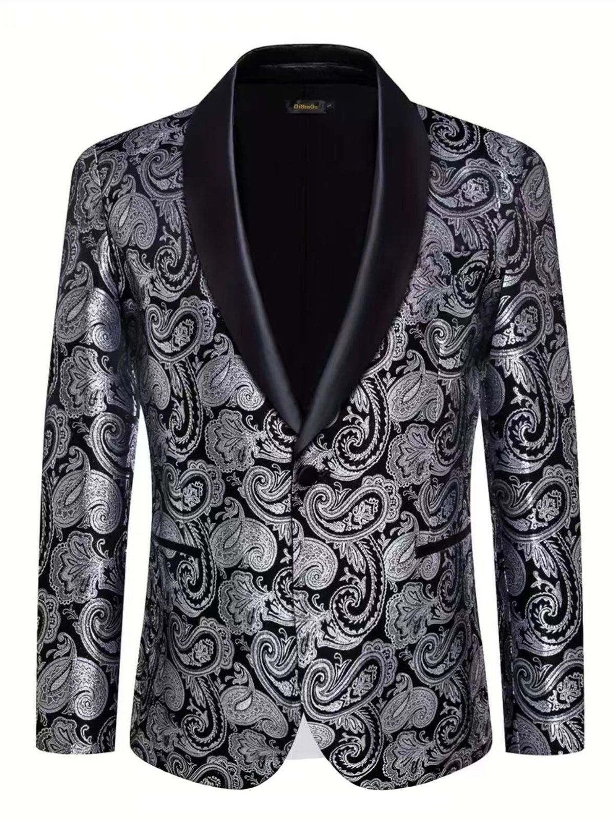 Men's Slim Fit Jacquard Suit Jacket Trendy Style Single Button Banquet Wedding Emcee Attire_viptrois.com