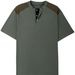 Unbeatable Quality 2025 New Henry Shirt Casual Breathable Buckle V-neck Color Blocked Short Sleeved Men's T-shirt Top_viptrois.com