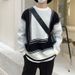 Loom European And American Style Winter Thickened Color Block Crew Neck Sweater For Men Trendy Youth Casual Warm Knitted Base_viptrois.com