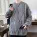 Autumn Coat Men's Trendy Patch Loose Knit Sweater Round Neck Versatile Sweater_viptrois.com
