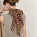 High Versi French Brown Lg Striped For Women Spring Summer Versatile Neck Tie Thin Elegant Accessory Silk Scarf_viptrois.com