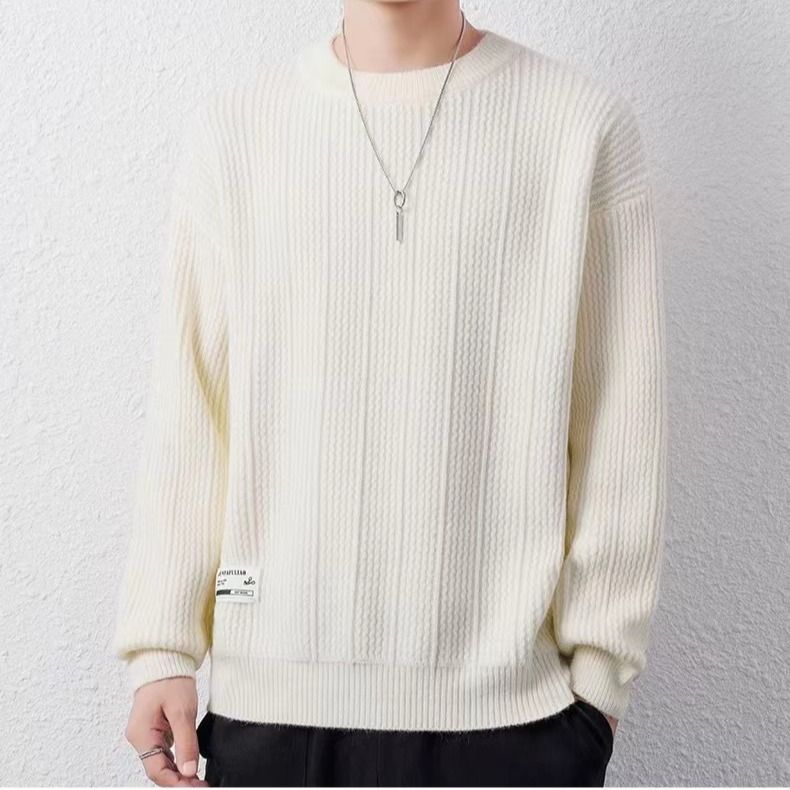 Teen Twist Sweater Men's Autumn And Winter Thickened Knitted Sweater Loose And Warm_viptrois.com