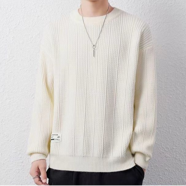 Teen Twist Sweater Men's Autumn And Winter Thickened Knitted Sweater Loose And Warm_viptrois.com