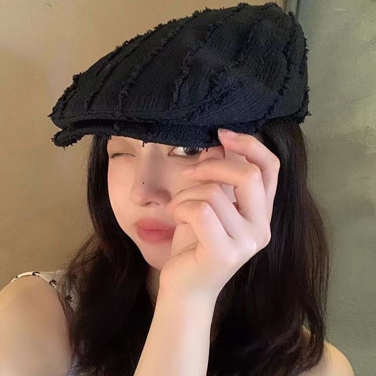 Korean Version Vintage Frayed Edge Forward Cap For Women Spring Summer Versatile Face Slimming Niche Design Reversible_viptrois.com