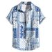 Men's Clothing Men's Shirt Blue And White Cashew Print Short Sleeved Men's Casual Shirt Middle Eastern Retro Four Sided Stretch Summer New_viptrois.com
