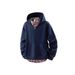 Unisex Contrast Panel Hoodie – Oversized Checkered Pullover With Layered Collar Design, Streetwear Essential For Couples & Individuals_viptrois.com