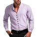 Solid Color Casual Long Sleeved Men's Shirt Stand Up Collar Breathable Versatile Bottoming Shirt_viptrois.com
