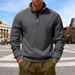 Men's Heavyweight Half-Zip Fleece Sweatshirt - Stand Collar Pullover With Japanese Brushed Polyester (10 Colors) | Relaxed Fit Winter Essential_viptrois.com
