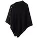Elegant Solid Cape With Gold Buttons – Asymmetrical Winter Shawl (6 Neutral Colors, 100% Cotton Cashmere Blend, Office-to-Outfit Versatile Wrap)_viptrois.com