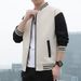 Men's Button Decoration Trendy Youth Popular Zipper Outer Wear Baseball Collar Striped Closed Sleeve Long Sleeve Autumn Trend Jacket_viptrois.com