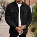 Autumn Men's Solid Color New Waffle Double Pocket Cardigan Button Long Sleeve Casual Shirt_viptrois.com