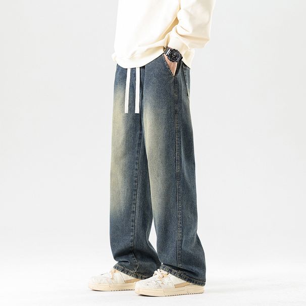 Men's Clothing Jeans Trendy Straight Loose Fashion Workwear Spring And Autumn New Youth Trousers_viptrois.com