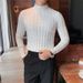 Half High Neck Thick Sweater For Men, Versatile For Autumn And Winter, Solid Color Knit Sweater, Base Sweater, Pullover_viptrois.com