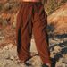 Men's Clothing Cotton And Linen Loose Casual Solid Color Drawstring Outdoor Daily Straight Trousers_viptrois.com