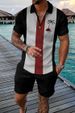 Men's Clothing Foreign Trade Cross Border Fashion Zipper Polo Shirt Suit 2023 Men's Casual 3D Printed Polo Shirt Shorts_viptrois.com