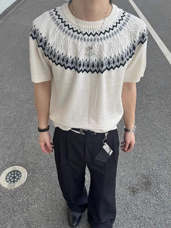 Men's Clothing Short Sleeved T Shirt Men's New Summer Breathable Thin Retro Couple Half Sleeved Top_viptrois.com