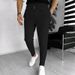 Men's Casual Tracksuit Pants 2025 New Style Spring/Summer Fashion Waffle Check Elastic-Waist Drawstring Calf Pants_viptrois.com