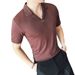 New Summer Men's Short Sleeve T-Shirt Sexy V-Neck Ice Silk Refreshing High Elastic Thin Solid Color Cuban Neck T-Shirt_viptrois.com