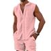 Summer Men's Vest Shirt Casual Loose Sleeveless Shorts Beach Set_viptrois.com