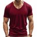 American Style Spring Summer Men's Trendy V-neck Quick-dry Breathable Casual Sports Personality Short Sleeve T-shirt Men_viptrois.com
