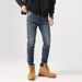 Men's motorcycle riding jeans casual patchwork stretch jeans_viptrois.com