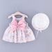 Kids’ Clothing New Summer Girls Cherry Print Bow Dress With Hat_viptrois.com