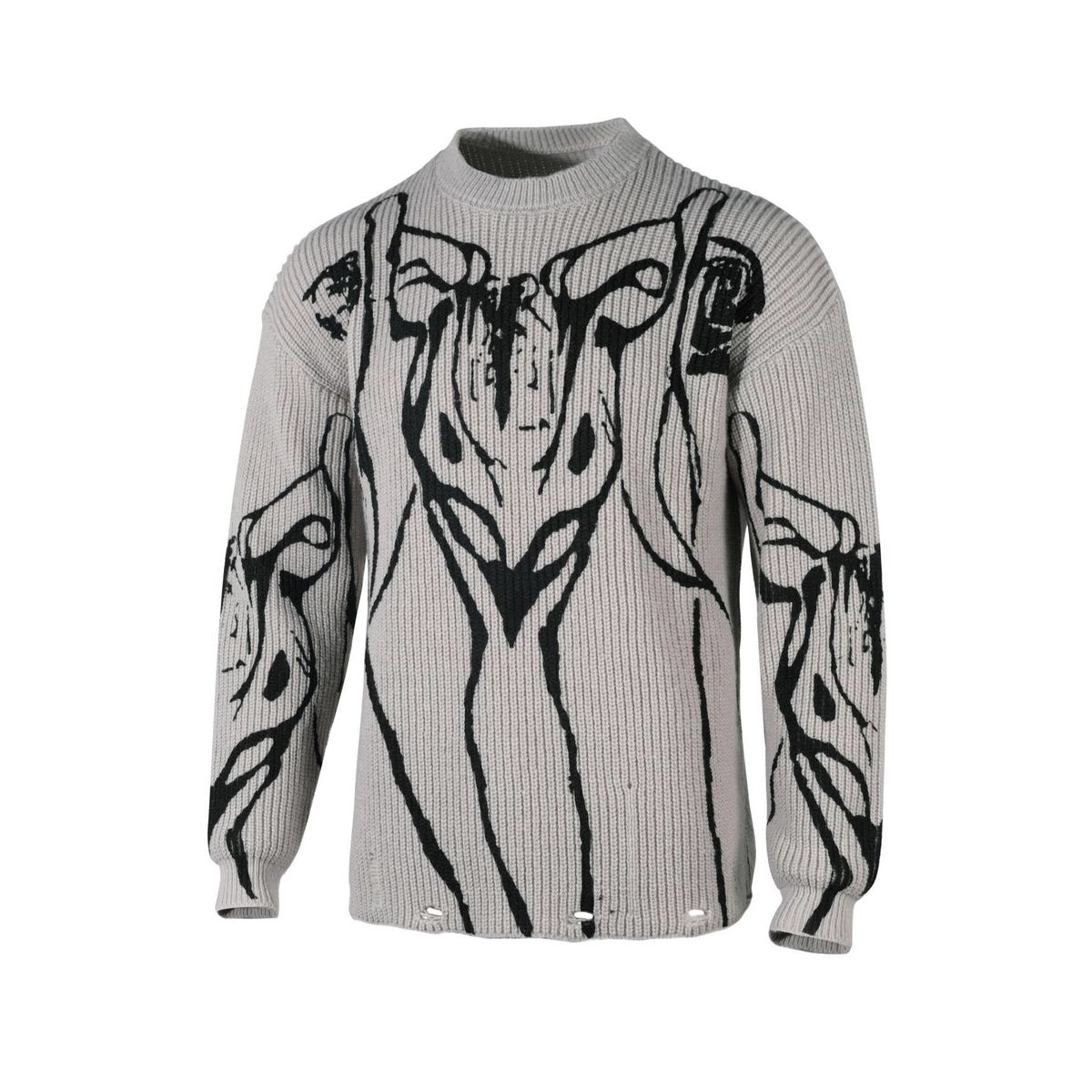 Men's Clothing Y2K Distressed Knit Sweater - Eco Tree Print Oversized Unisex Pullover Fashion Trends Hot-selling_viptrois.com