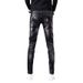 Autumn New Black And Gray Jeans Men's Slim Fit Small Feet Splashed With Paint Holes High-end Casual Long Pants Men_viptrois.com