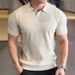 Men's Clothing Summer Lapel Short Sleeved Sweater Men's Polo Collar Light Business Slim Casual Cool Solid Color Shirt_viptrois.com