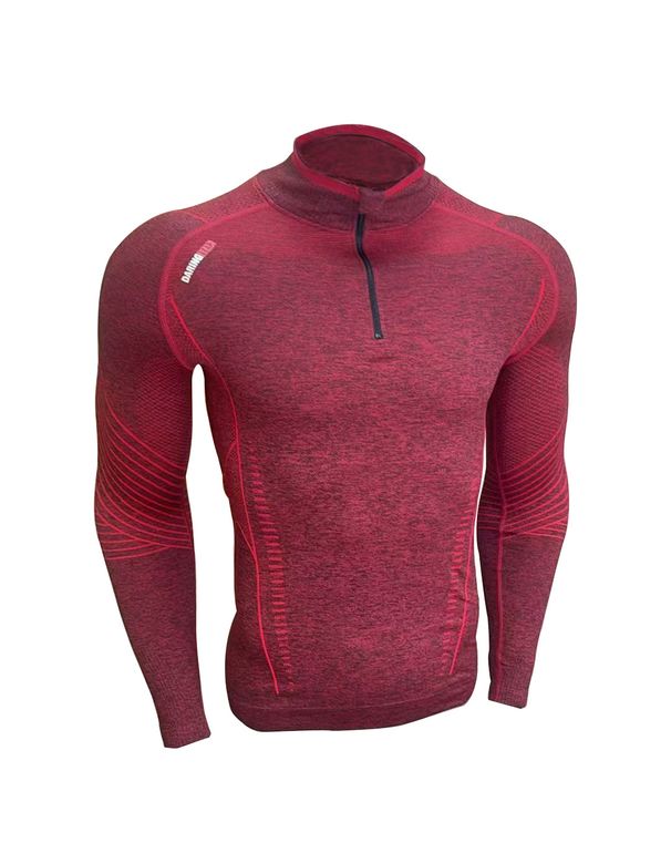 Men's Quick-Dry Stretch Fitness Top – Seamless Semi-Zip Training Shirt With Jacquard Pattern, Breathable & Slim Fit For Gym, Running & Casual Wear_viptrois.com