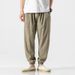 Men's Clothing Spring And Summer Retro Cotton And Linen Casual Pants Solid Color Large Size Loose Linen Skinny Pants_viptrois.com