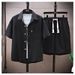 Men's Clothing Summer Solid Color Ice Silk Suit Thin Sports Casual Two Piece Suit Summer Handsome Short Sleeved Shirt_viptrois.com