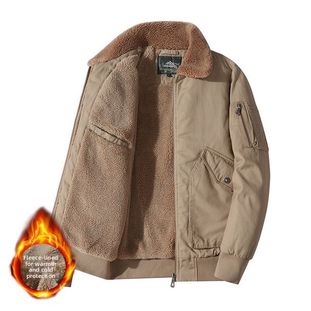 Men's Lamb Wool Cotton-padded Clothing Casual Fleece Thickened Youth Jacket Cotton-padded Jacket Sweater Collar Cotton-padded Jacket_viptrois.com