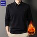 Romon Fleece-Lined Two-Piece Men's Sweater Autumn Winter New Business Casual Thickened Warm Knitted Base Shirt_viptrois.com