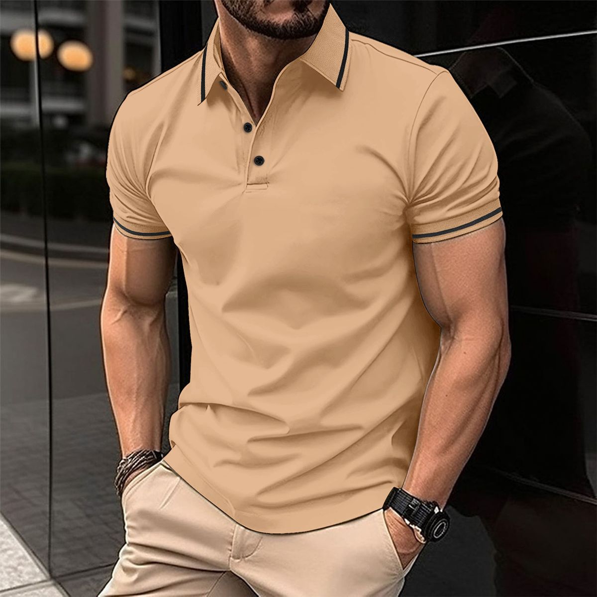 Summer Lapel Men's Casual Short-sleeved Business Polo Shirt Men's Fashion Youth Golf T-shirt Daily Clothing Loose Top 2025 New_viptrois.com